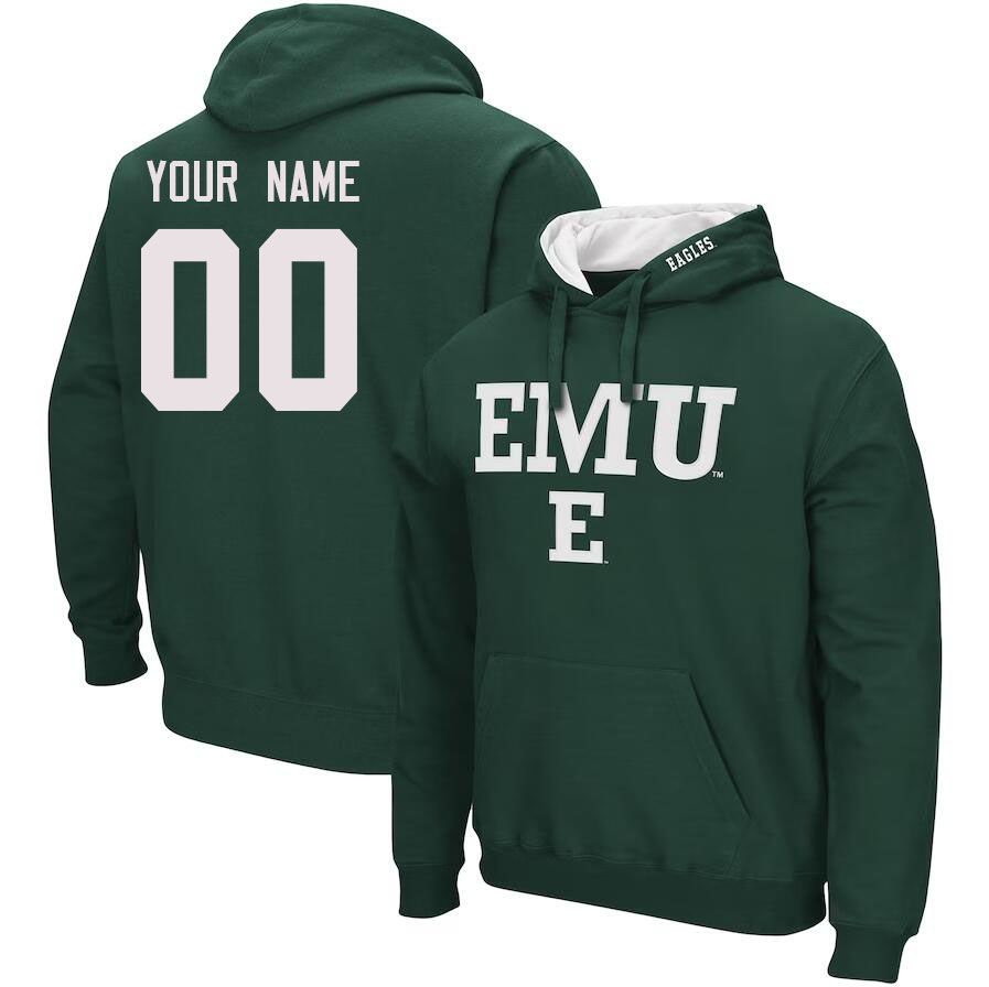 Custom Eastern Michigan Eagles Name ANd Number Hoodies-Green
